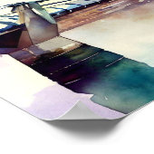 London - London's Millennium Bridge (D), Watercolo Poster (Ecke)