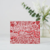London Map Art Red Postkarte (Stehend Vorderseite)