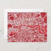London Map Art Red Postkarte (Vorne/Hinten)