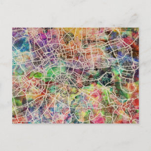 London Map Art Watercolor Postkarte