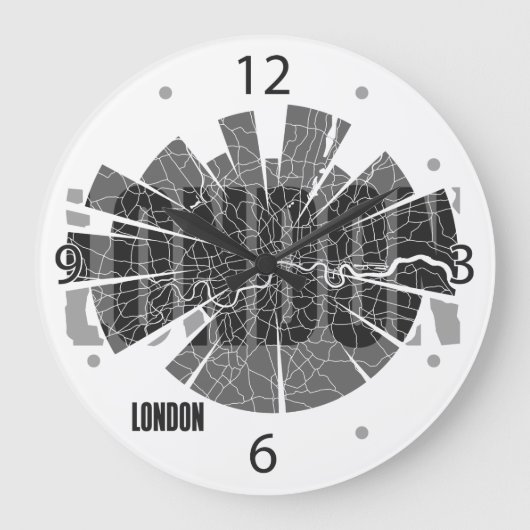 London Map Clock Große Wanduhr (Vorderseite)