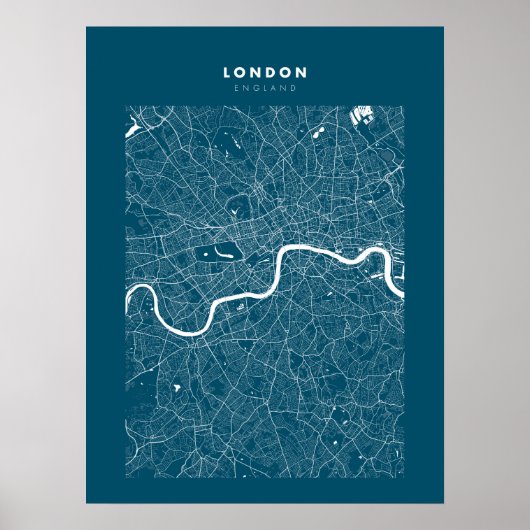 London Map Print, Poster Paper Dark Blue (Vorne)