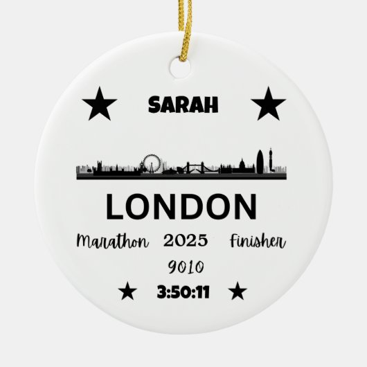 London Marathon 2025 Finisher Geschenk für die Sie Keramik Ornament (Vorne)