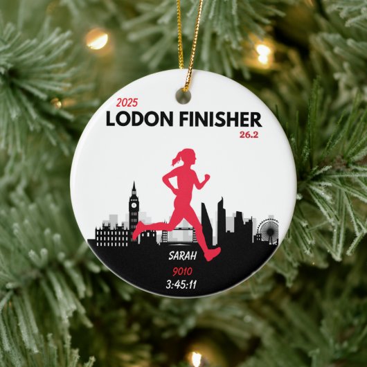 London Marathon 2025 Finisher Geschenk für die Sie Keramik Ornament (Baum)