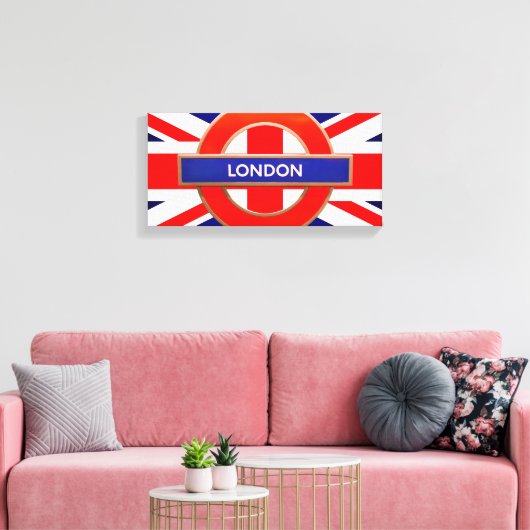 London Metro Schild Red Stretched Canvas Print (Insitu (Wohnzimmer))