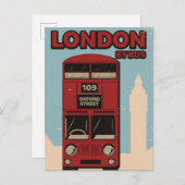 London mit Bus Ankündigungspostkarte (Vorne/Hinten)