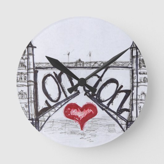 London mit Liebe Runde Wanduhr (Vorderseite)