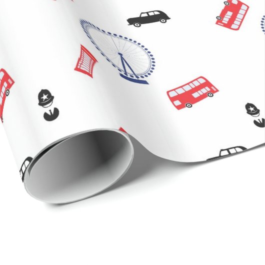 London-Muster Geschenkpapier (Rolleneckpunkt)