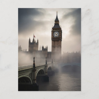 London Nebel Big Ben Postkarte