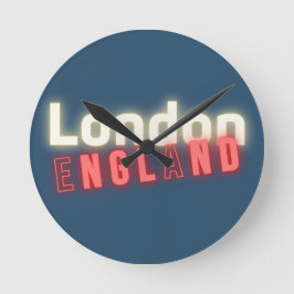 London Neon Lights Typografie Runde Wanduhr