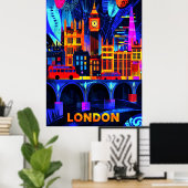 London Neon Nights - Vibranly City Art Poster (Heimbüro)