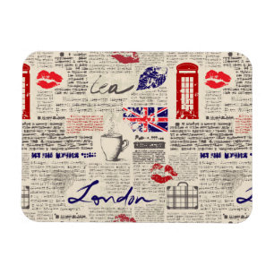 London Newspaper Pattern Magnet
