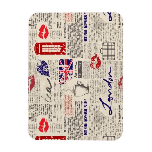 London Newspaper Pattern Magnet (Vertikal)