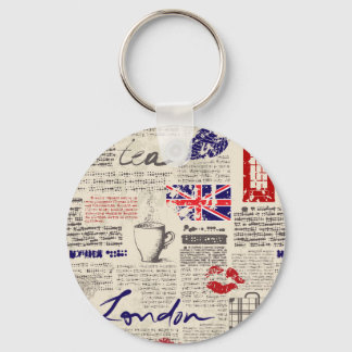 London Newspaper Pattern Schlüsselanhänger