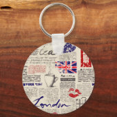 London Newspaper Pattern Schlüsselanhänger (Vorderseite)