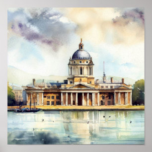 London-Old Royal Naval Uni (D), Watercolor Poster