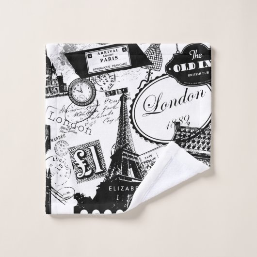 London, Paris Badhandtuch Set (Waschlappen)