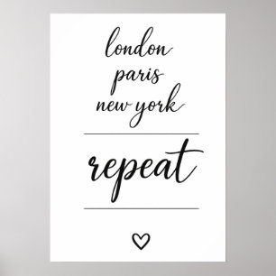 London Paris New York Repeat City Reise  Poster