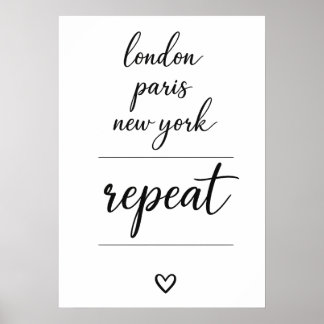 London Paris New York Repeat City Reise  Poster