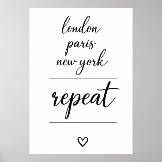 London Paris New York Repeat City Travel  Poster (Vorne)
