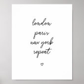 'London Paris New York Repeat' Poster | Rosa 8x10 (Vorne)