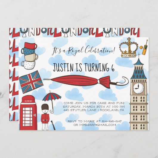 London - Party Einladung (Vorne/Hinten)