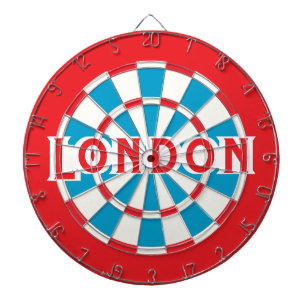 LONDON Patriotic Blue Red White + Red Border Dartscheibe