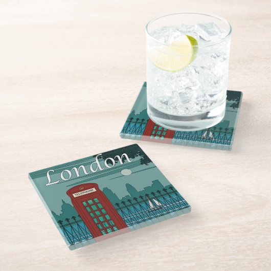 London Phone Booth Untersetzer (Schrägansicht)