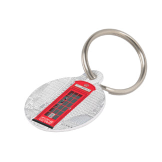 London Phone Booth with Custom Name & Number Haustiermarke