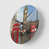 London Phone Box & Big Ben (St.K. Runde Wanduhr (Winkel)
