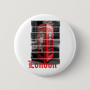 London Phone Box Vintag Souvenir Button