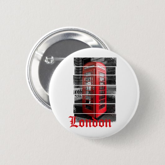 London Phone Box Vintag Souvenir Button (Vorne & Hinten)