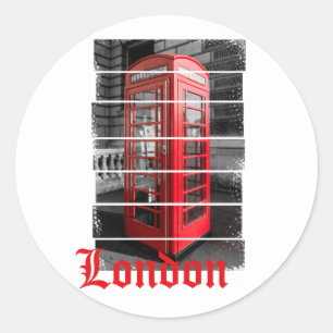 London Phone Box Vintag Souvenir Runder Aufkleber