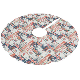 London Post Tree Skirt Leinenimitat Weihnachtsbaumdecke