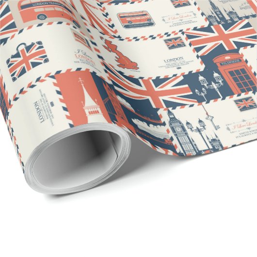 London Post Wrapping Paper Geschenkpapier (Rolleneckpunkt)