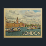 London Postcard England Vintage Travel Postkarte<br><div class="desc">London Design im Vintage Travel Stil mit Westminster Abbey an der Themse für diese lustige britische Szene.</div>