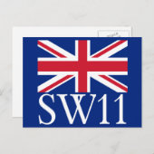 London Postcode SW11 mit Union Jack Postkarte (Vorne/Hinten)