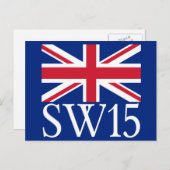 London Postcode SW15 mit Union Jack Postkarte (Vorne/Hinten)