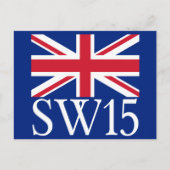 London Postcode SW15 mit Union Jack Postkarte (Vorderseite)