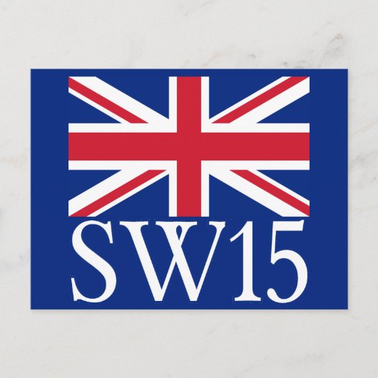 London Postcode SW15 mit Union Jack Postkarte (Vorderseite)