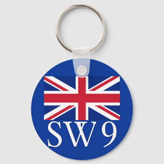London Postcode SW9 with Union Jack Schlüsselanhänger (Vorderseite)