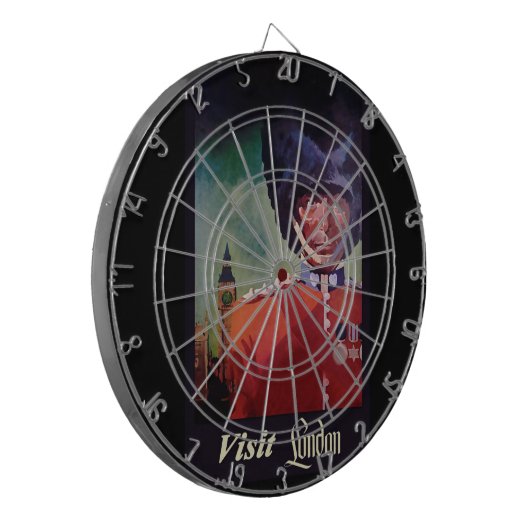 London Poster Dart Board Dartscheibe (Vorderseite Links)