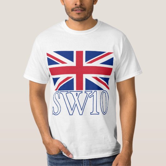London-Postleitzahl SW10 mit Gewerkschafts-Jack T-Shirt (Vorderseite)