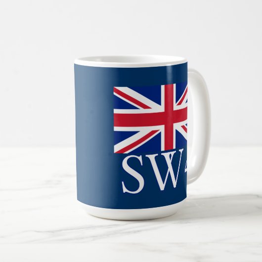 London-Postleitzahl SW4 mit Gewerkschafts-Jack Kaffeetasse (VorderseiteRechts)