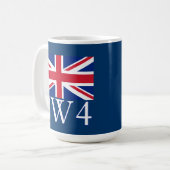 London-Postleitzahl SW4 mit Gewerkschafts-Jack Kaffeetasse (Vorderseite Links)