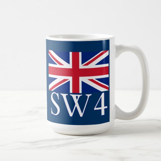 London-Postleitzahl SW4 mit Gewerkschafts-Jack Kaffeetasse (Rechts)