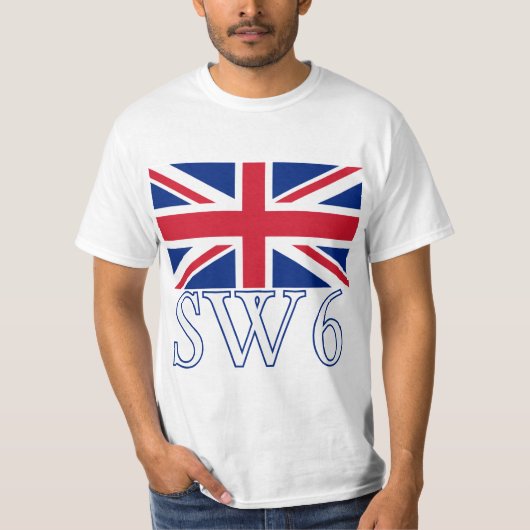 London-Postleitzahl SW6 mit Gewerkschafts-Jack T-Shirt (Vorderseite)