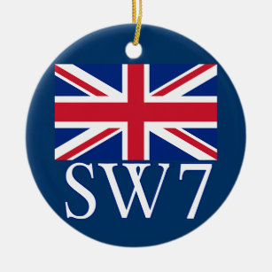 London-Postleitzahl SW7 mit Gewerkschafts-Jack Keramik Ornament
