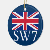 London-Postleitzahl SW7 mit Gewerkschafts-Jack Keramik Ornament (Links)