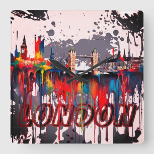 LONDON QUADRATISCHE WANDUHR